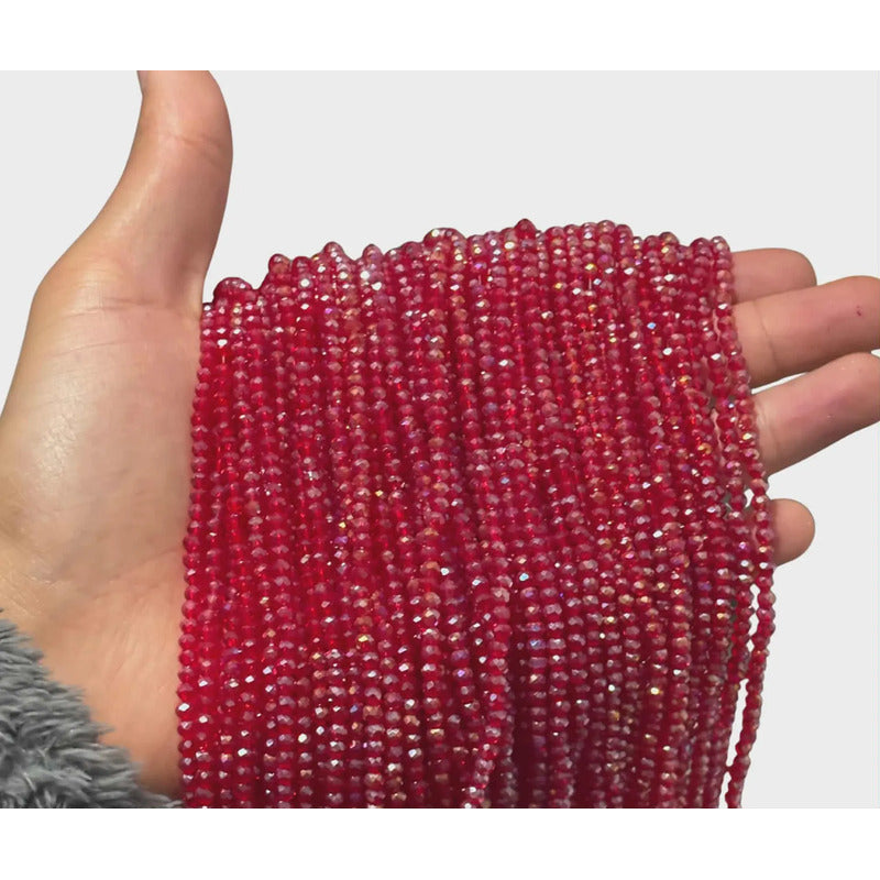 5 Tiras Cristal Checo Facetado 3mm Abalorio Bisutería 650pcs Rojo Transparente Tornasol