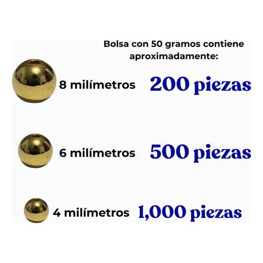 50 Grms Bola Lisa Abalorio Acrilico Separador Bisuteria Dorado 4 Mm