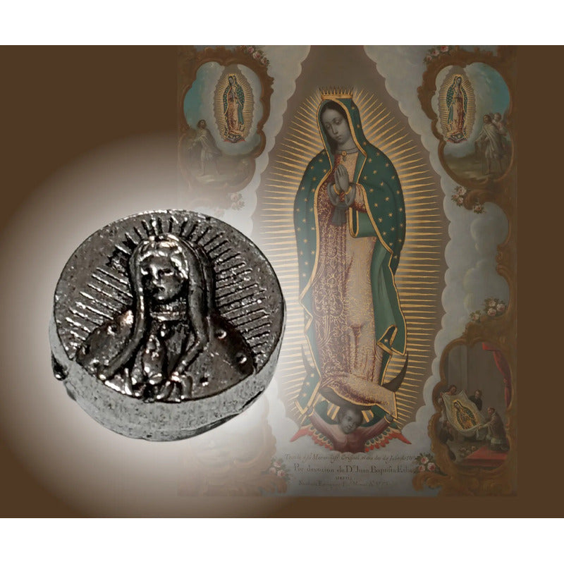 50 Grms Abalorio Separador Con Grabado Virgen De Guadalupe