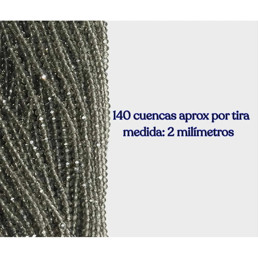 5 Tiras Cristal Checo Facetado 2mm Abalorio Bisutería 700pcs Gris Transparente