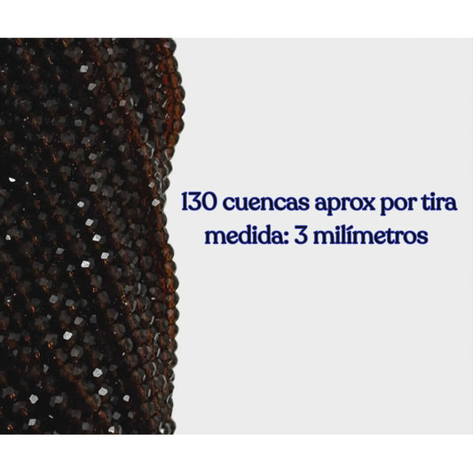 5 Tiras Cristal Checo Facetado 3mm Abalorio Bisutería 650pcs Café Transparente