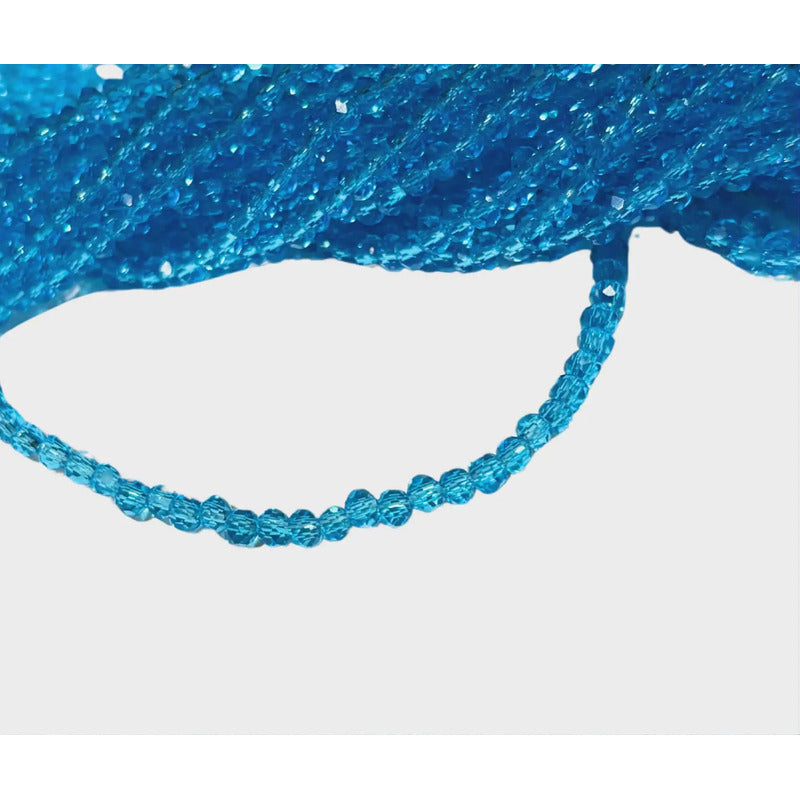 5 Tiras Cristal Checo Facetado 3mm Abalorio Bisutería 650pcs Azul Transparente