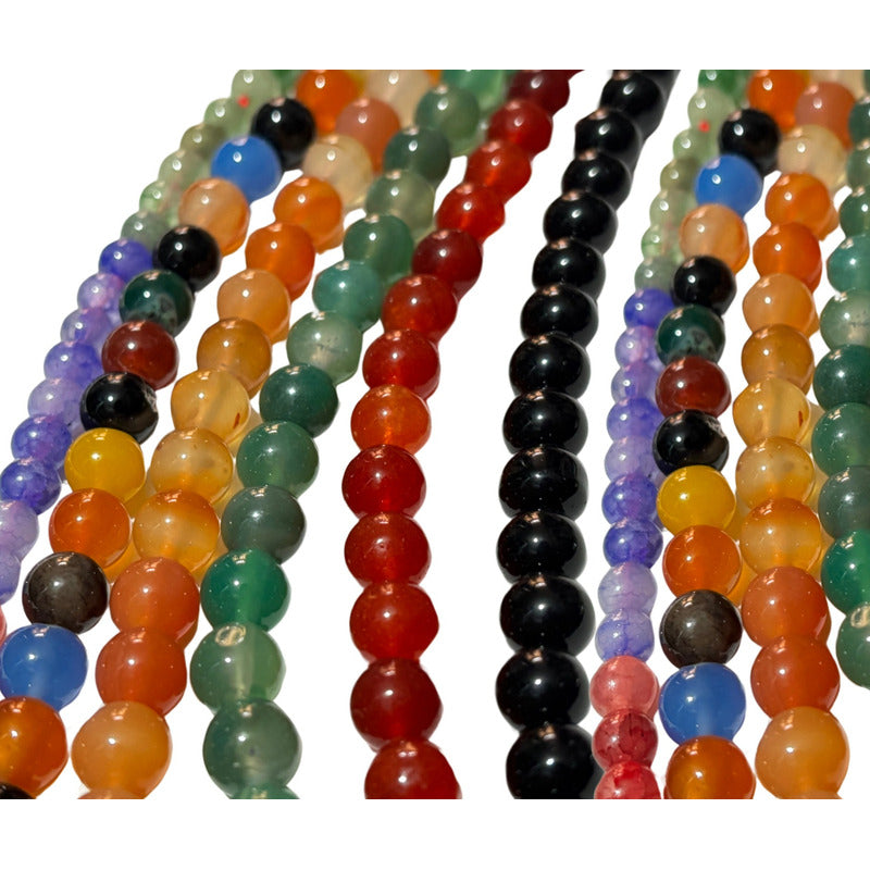 Ágata Piedra Tallada 8mm Con Orificio Para Pulseras