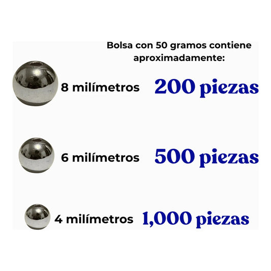 50 Grms Bola Lisa Abalorio Acrilico Separador Bisuteria Plateado 4 Mm