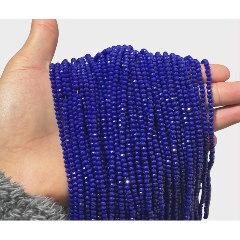5 Tiras Cristal Checo Facetado 3mm Abalorio Bisutería 650pcs Azul Rey