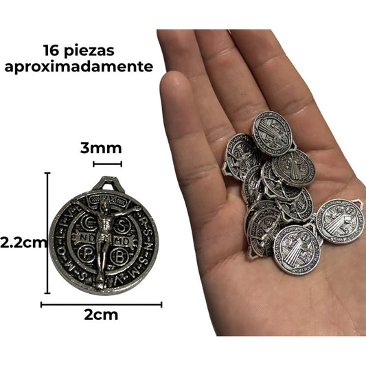 50gms Dije San Benito Medalla Jesucristobisuteria Doble Cara Plata