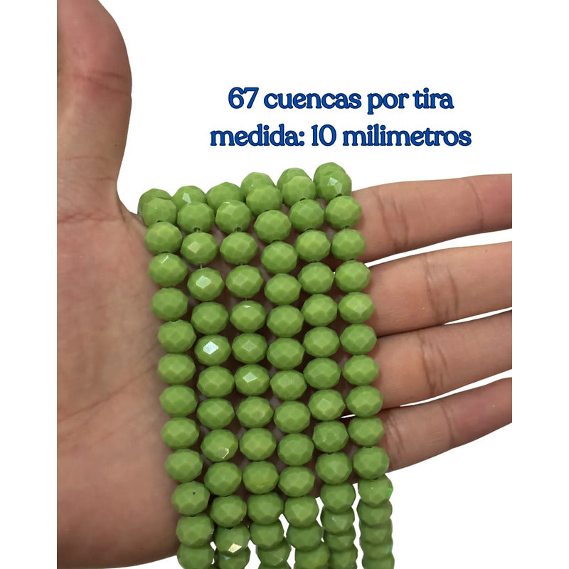 3tiras Cristal Checo Facetado 10mm Abalorio Bisutería 200pcs Verde Chícharo