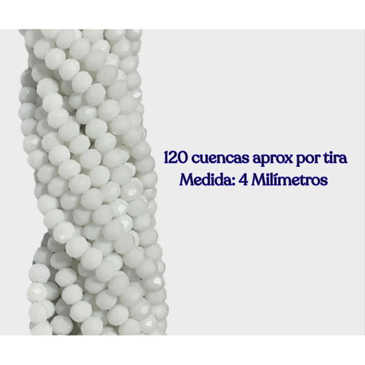 5 Tiras Cristal Checo Facetado 4mm Abalorio Bisutería 600pcs Blanco