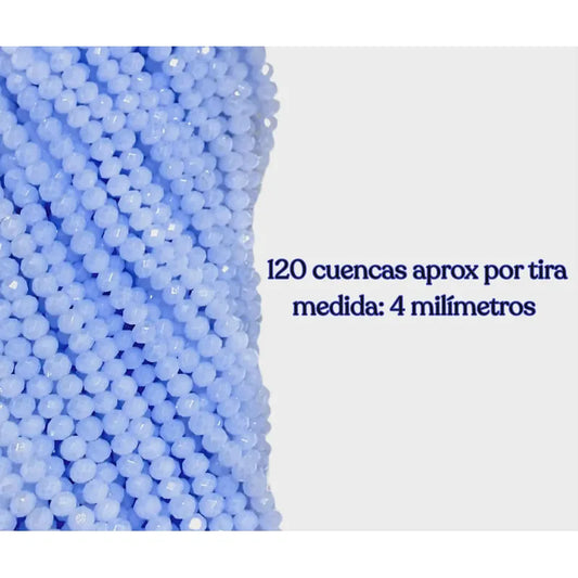 5 Tiras Cristal Checo Facetado 4mm Abalorio Bisutería 600pcs Azul Hielo Claro