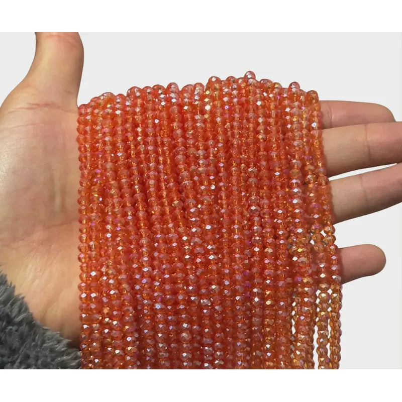 5 Tiras Cristal Checo Facetado 4mm Abalorio Bisutería 600pcs Naranja Transparente