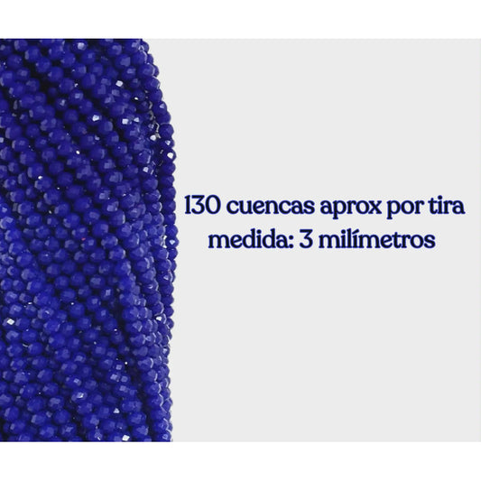 5 Tiras Cristal Checo Facetado 3mm Abalorio Bisutería 650pcs Azul Rey