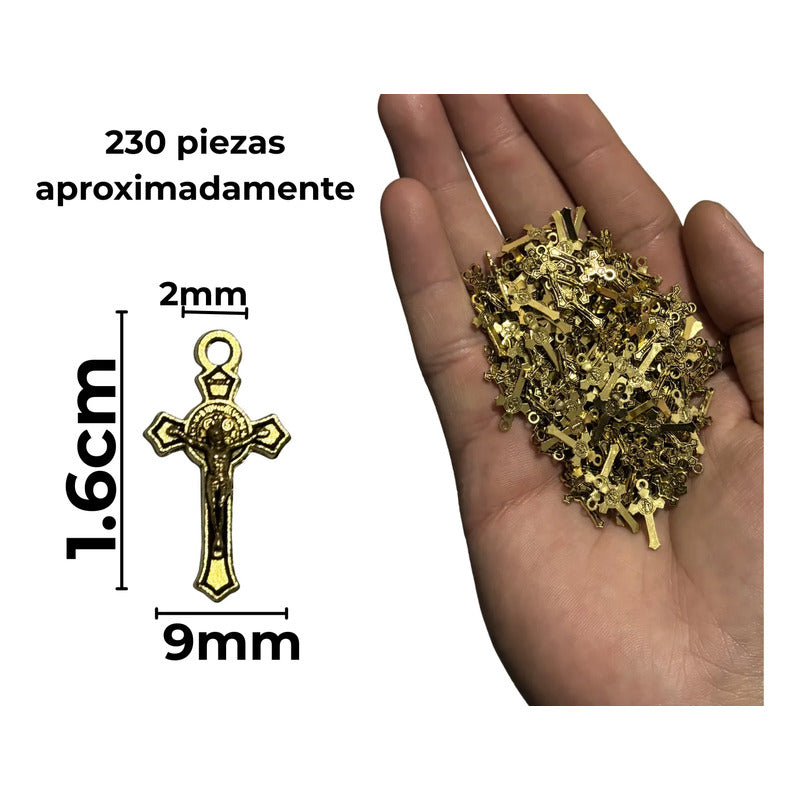 Dije Crucifijo Mini Jesucristo Doble Cara 230 Piezas Dorado