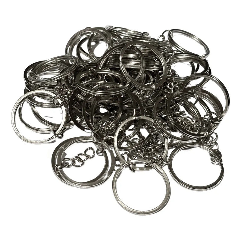 1,000 Pack Argollas Para Llavero Con Cadena Metálica Plateado