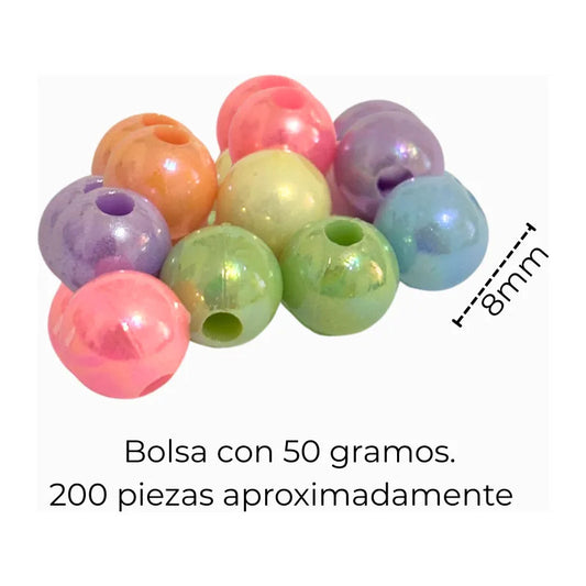 50 Gramos Abalorio Cuencas Separador Bisutería Figuras Bola 8mm Brillosa