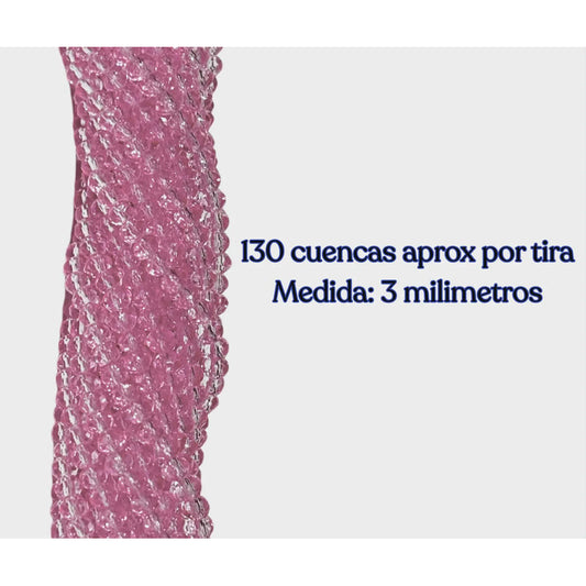 5 Tiras Cristal Checo Facetado 3mm Abalorio Bisutería 650pcs Rosa Transparente