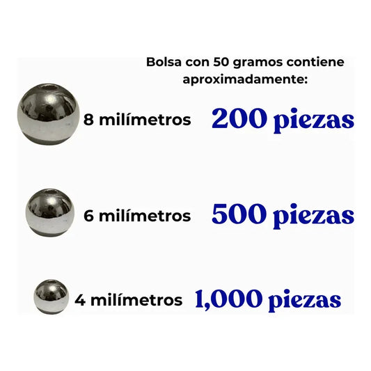 50 Grms Bola Lisa Abalorio Acrilico Separador Bisuteria Plateado 8 Mm