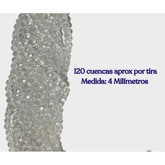 5 Tiras Cristal Checo Facetado 4mm Abalorio Bisutería 600pcs Transparente Tornasol