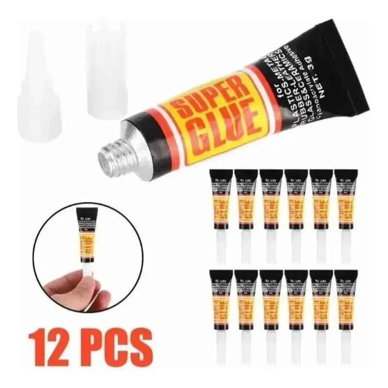 Pegamento Adhesivo Super Glue De Cianocrilato 3gr 12pzs Color Transparente