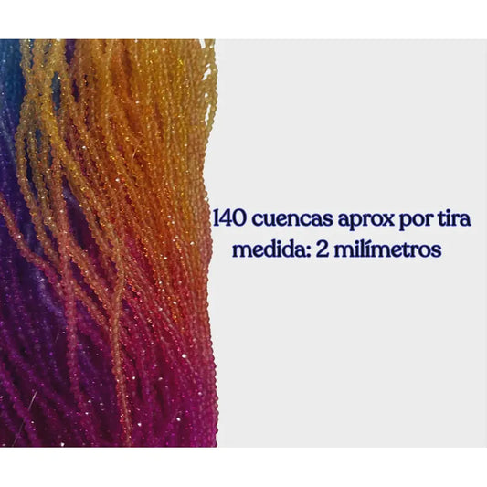 5 Tiras Cristal Checo Facetado 2mm Abalorio Bisutería 700pcs Multicolor
