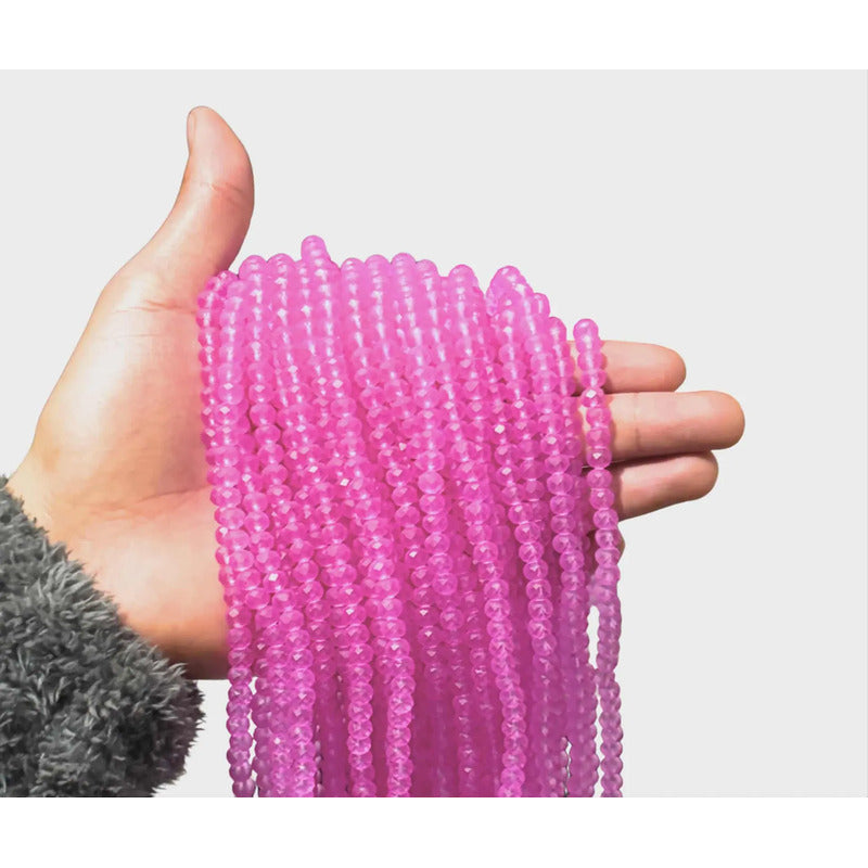 5 Tiras Cristal Checo Facetado 6mm Abalorio Bisutería 450pcs Fucsia Opaco