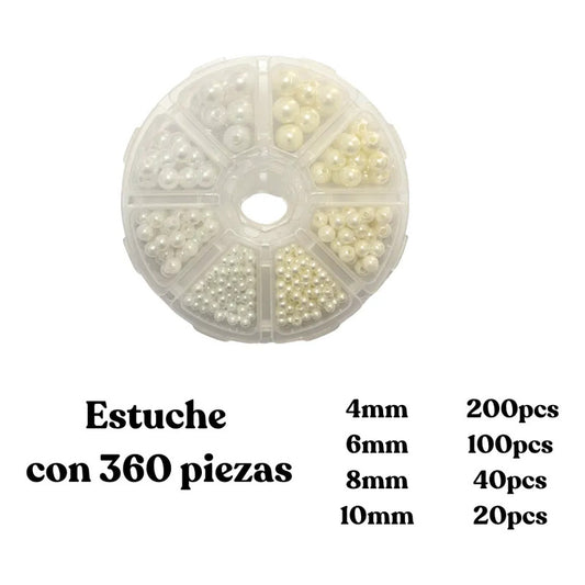 Set Perla Sintética Con Orificio Cuentas Acrílica Abalorio 380 Pcs