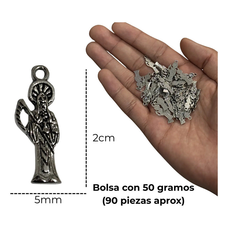 90 Piezas Dije Chico Santa Muerte Plateado