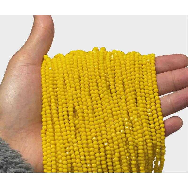 5 Tiras Cristal Checo Facetado 3mm Abalorio Bisutería 650pcs Amarillo