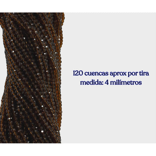 5 Tiras Cristal Checo Facetado 4mm Abalorio Bisutería 600pcs Café Transparente