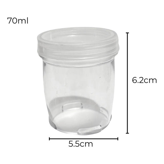 Set 10 Frascos Plásticos Transparentes Tapa Rosca Apilables 70ml