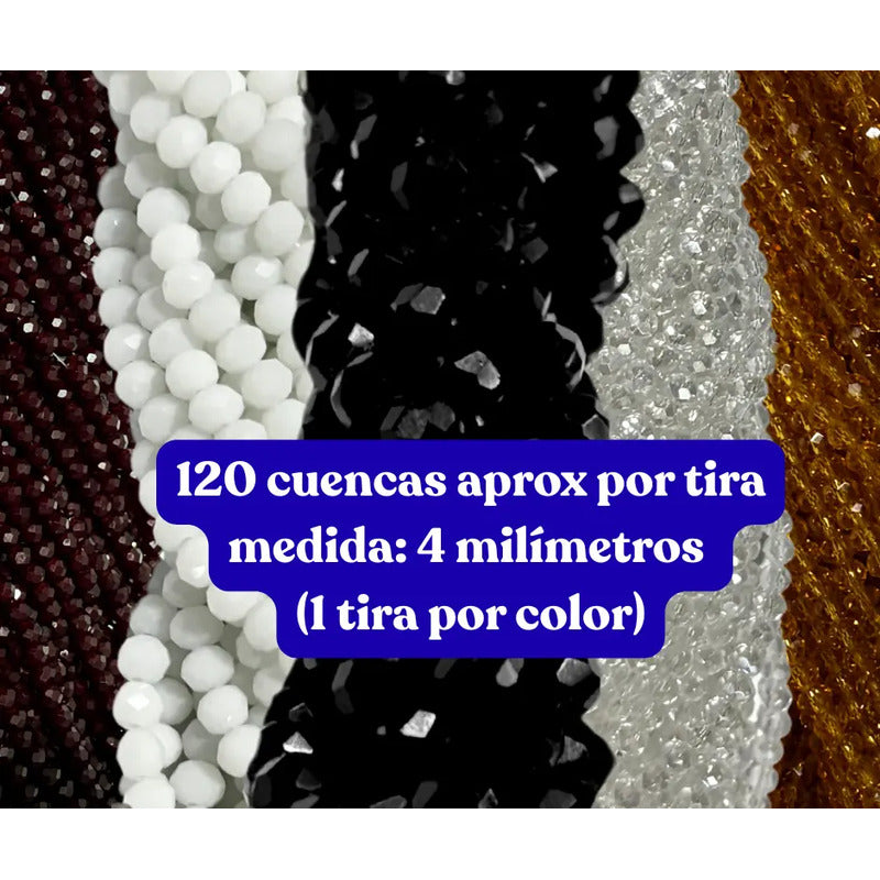 5 Tiras Cristal Checo Facetado 4mm Abalorio Bisutería 600pcs