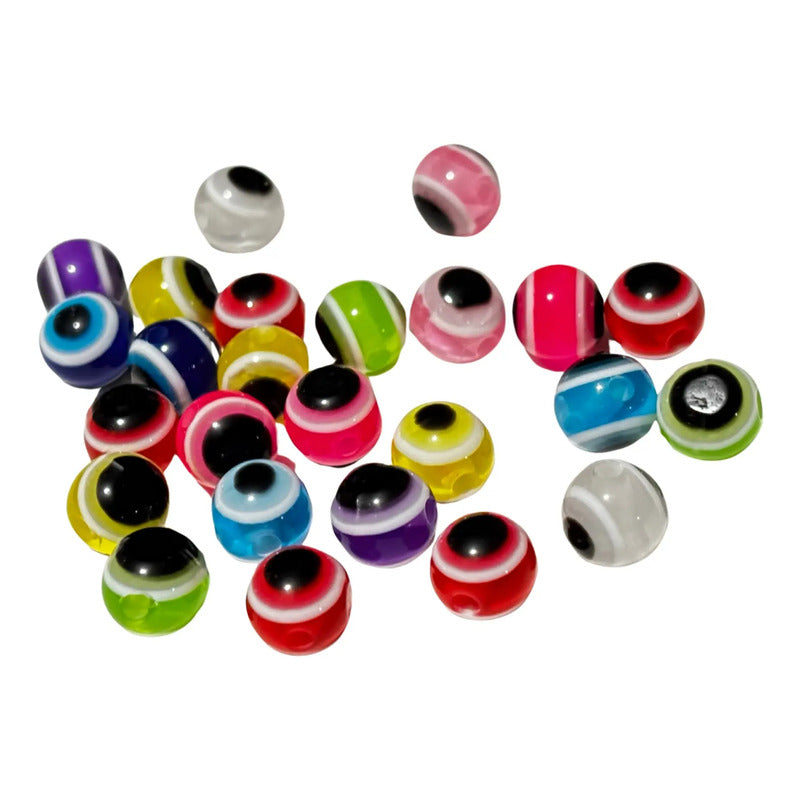 Ojo Turco 8mm Acrílico En Bola Colores (100 Piezas) Pulseras Multicolor