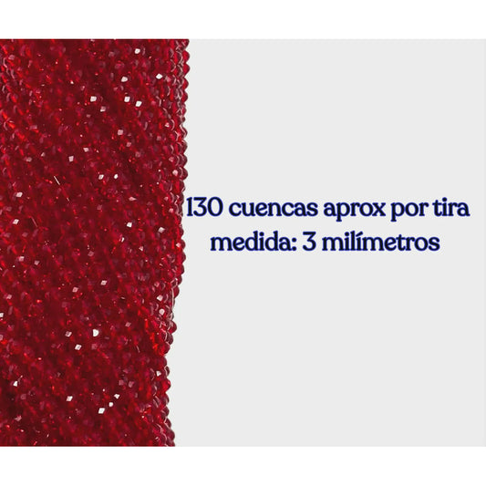 5 Tiras Cristal Checo Facetado 3mm Abalorio Bisutería 650pcs Rojo Transparente