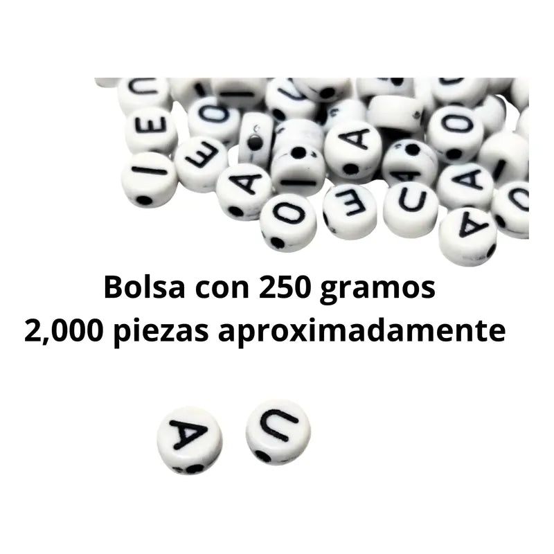 2,000 Pzs Luneta Abecedario Letra Acrílica Pulsera Bisutería Abecedario