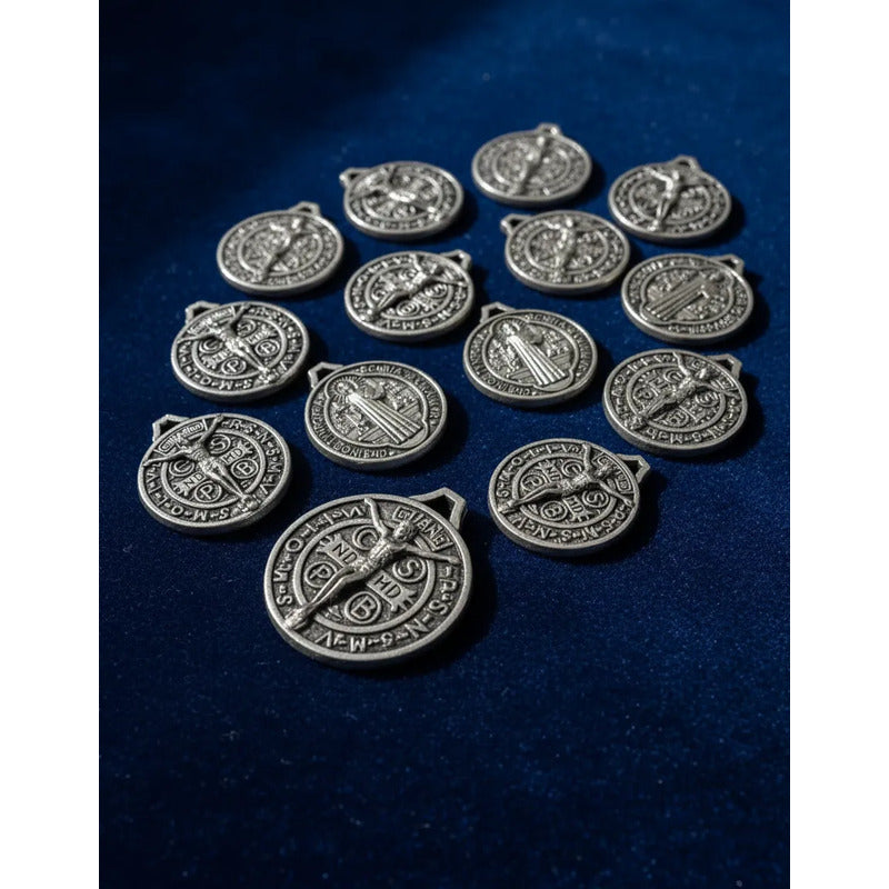 50gms Dije San Benito Medalla Jesucristobisuteria Doble Cara Plata