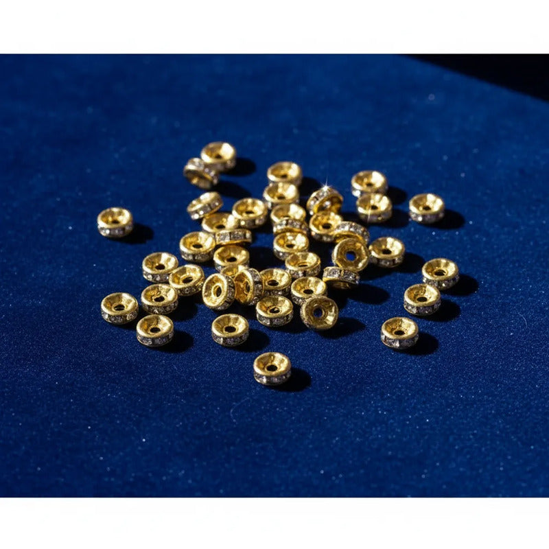 1000 Piezas Abalorio Rondel Separador Incrustación Bisutería Dorado 8 Mm