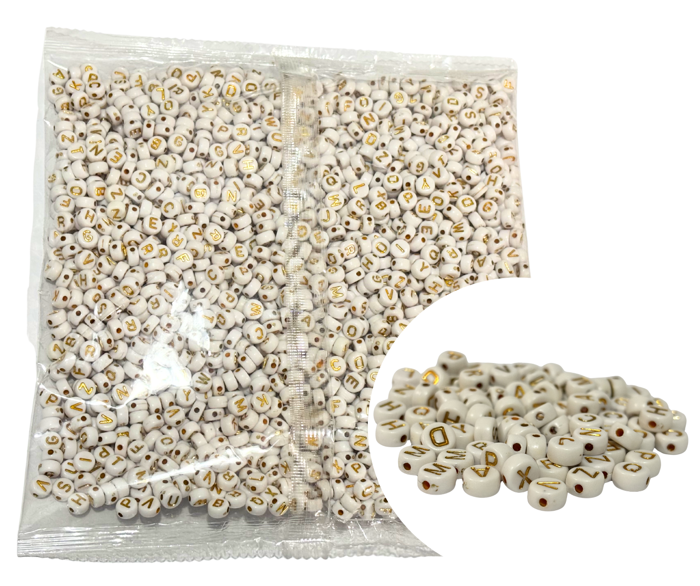2,000 Pzs Luneta Abecedario Letra Acrílica Pulsera Bisutería Abecedario Dorado