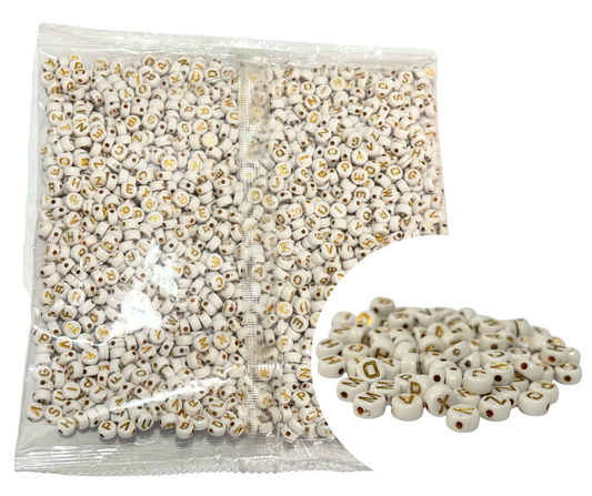 2,000 Pzs Luneta Abecedario Letra Acrílica Pulsera Bisutería Abecedario Dorado