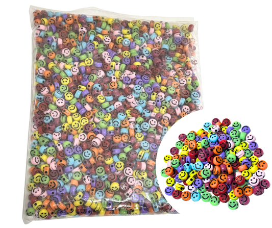2,000 Pzs Luneta Abecedario Letra Acrílica Pulsera Bisutería Happy face colores
