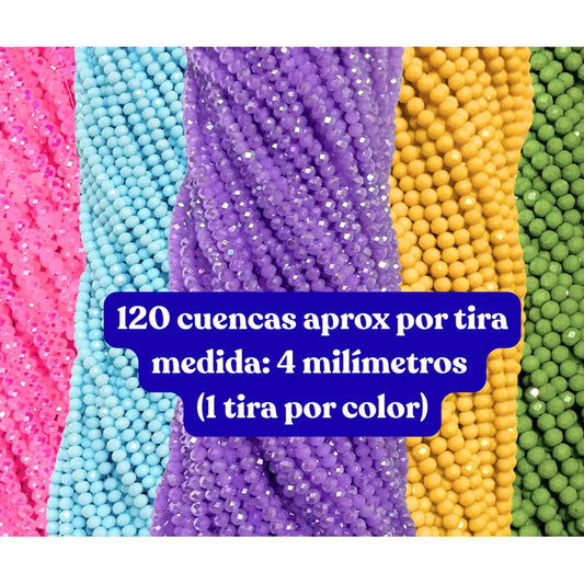 5 Tiras Cristal Checo Facetado 4mm Abalorio Bisutería 600pcs