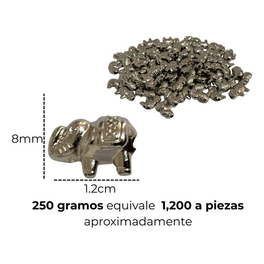 250 Grmos Abalorio Separador Acrílico Cuenca Bisutería Elefante Plateado