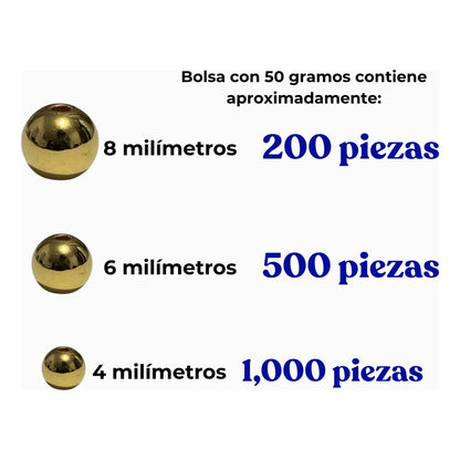 50 Grms Bola Lisa Abalorio Acrilico Separador Bisuteria Dorado 4 Mm
