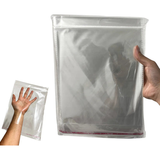 100 Unidades Bolsa Celofán 22x32cm Con Adhesivo Y Orificio Transparente 22x32cm