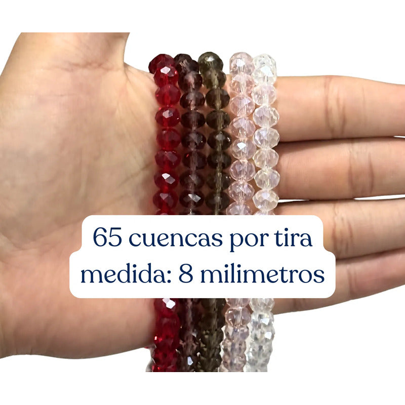 5 Tiras Cristal Checo Facetado 8mm Abalorio Bisutería 325pcs