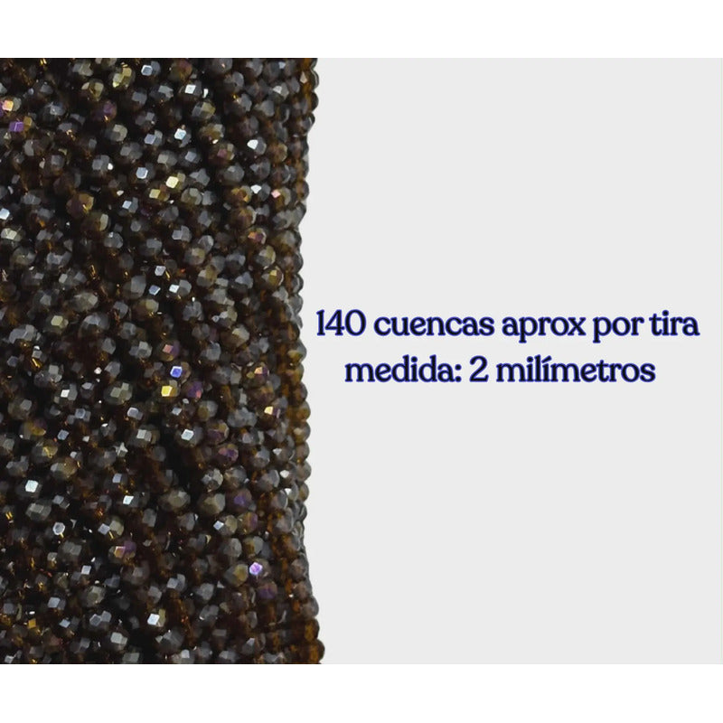 5 Tiras Cristal Checo Facetado 2mm Abalorio Bisutería 700pcs Café Transparente
