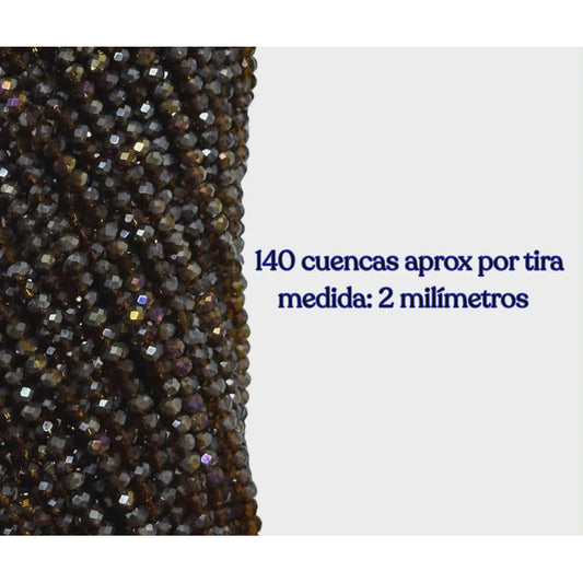 5 Tiras Cristal Checo Facetado 2mm Abalorio Bisutería 700pcs Café Transparente