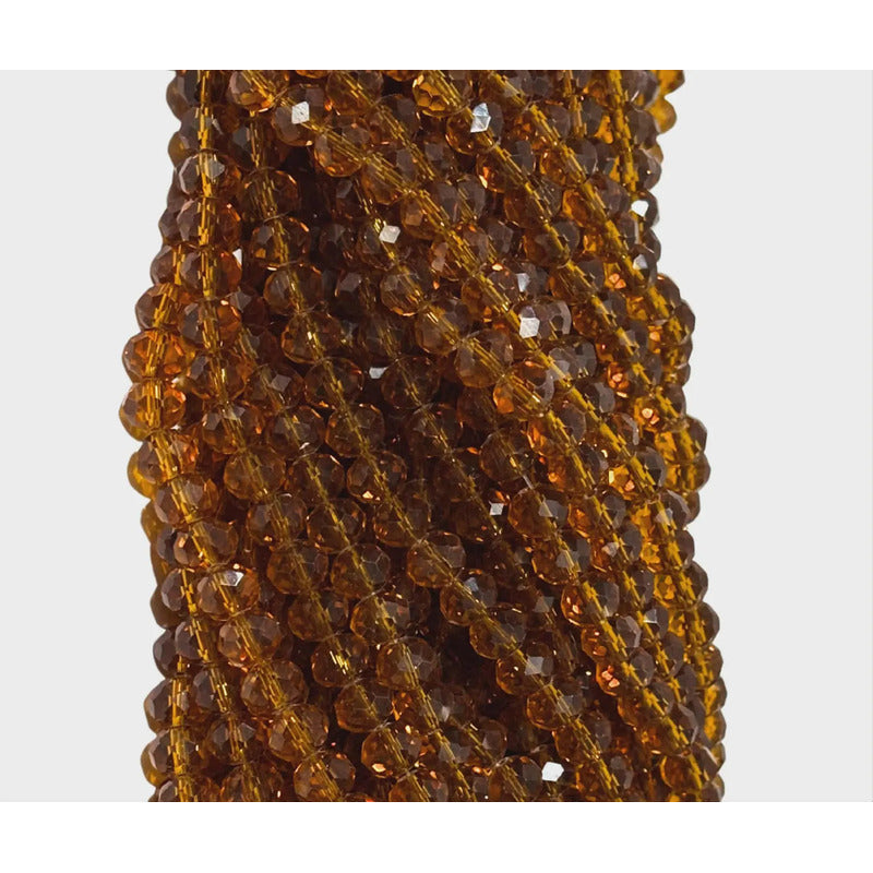 5 Tiras Cristal Checo Facetado 8mm Abalorio Bisutería 325pcs Ambar Transparente