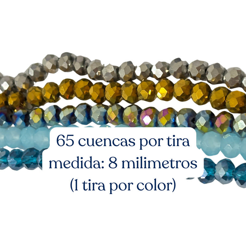 5 Tiras Cristal Checo Facetado 8mm Abalorio Bisutería 325pcs