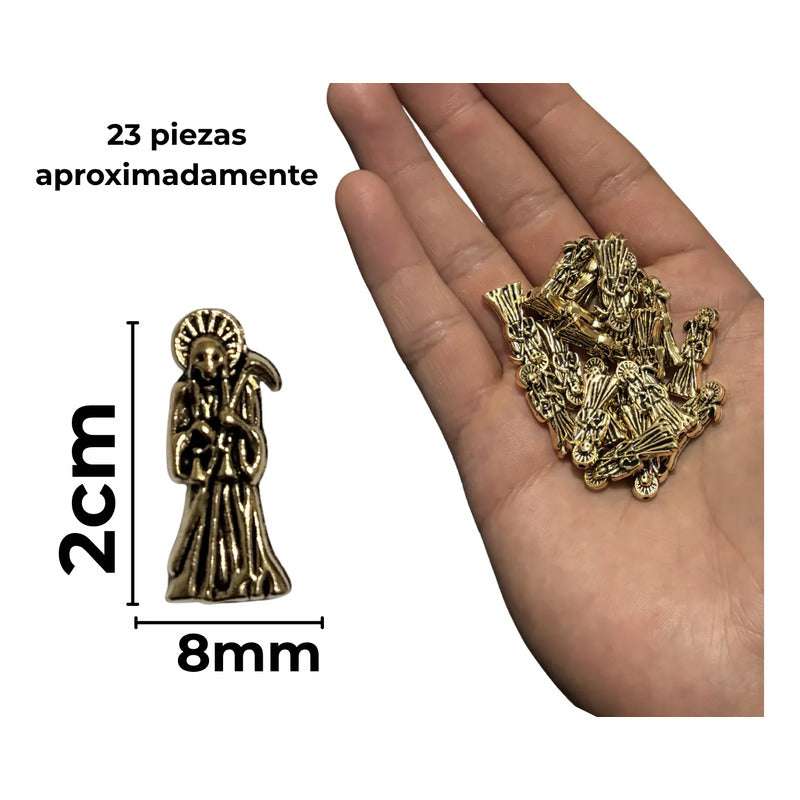 50 Grms Dijes Santa Muerte Oro Viejo Bisutería Separador Dorado Oscuro