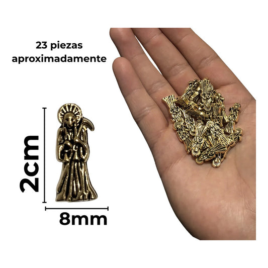 50 Grms Dijes Santa Muerte Oro Viejo Bisutería Separador Dorado Oscuro
