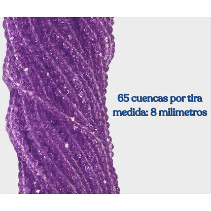 5 Tiras Cristal Checo Facetado 8mm Abalorio Bisutería 325pcs